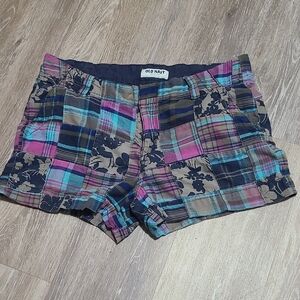 Old Navy Blue and Pink Bermuda Shorts Casual Cotton Blend